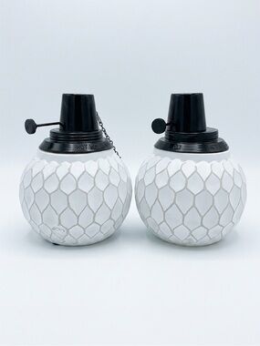 TIKI Brand Farmhouse White Table Torches Oil Lamps Set of 2 NWT